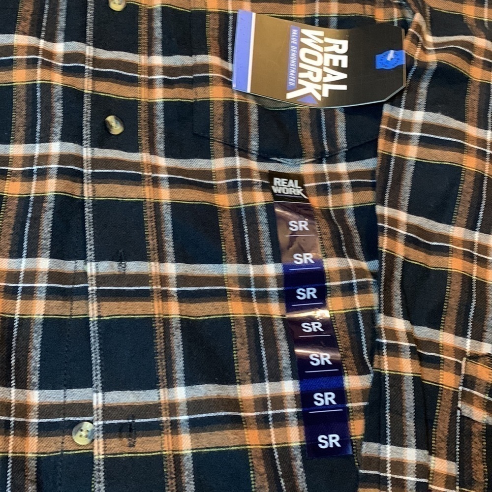 NWT Real Work Plaid Flannel Shirt - Picture 2 of 5